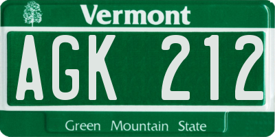 VT license plate AGK212