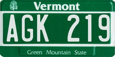 VT license plate AGK219