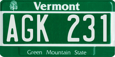 VT license plate AGK231