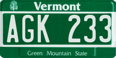 VT license plate AGK233