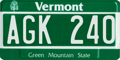 VT license plate AGK240