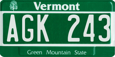 VT license plate AGK243
