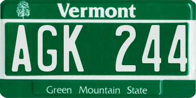 VT license plate AGK244