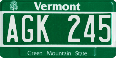 VT license plate AGK245