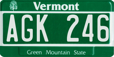 VT license plate AGK246