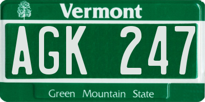 VT license plate AGK247