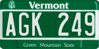 VT license plate AGK249