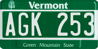 VT license plate AGK253