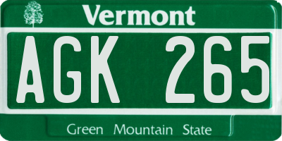 VT license plate AGK265