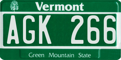VT license plate AGK266