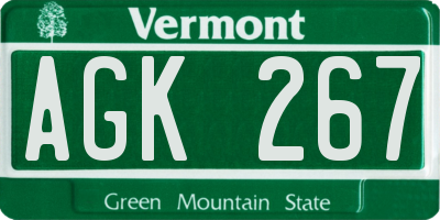 VT license plate AGK267