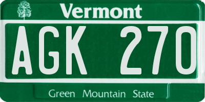 VT license plate AGK270