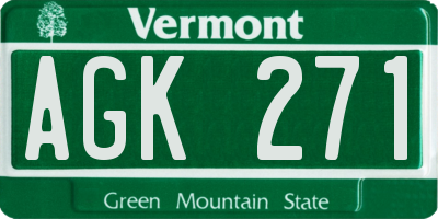 VT license plate AGK271