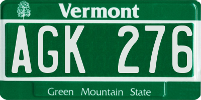 VT license plate AGK276