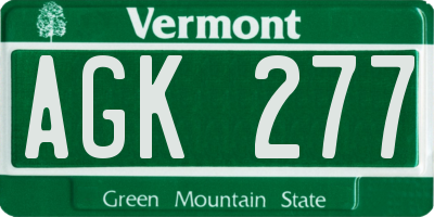 VT license plate AGK277