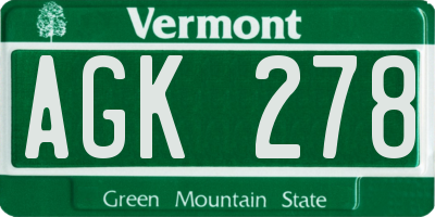 VT license plate AGK278