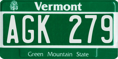VT license plate AGK279