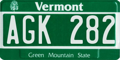 VT license plate AGK282