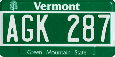 VT license plate AGK287