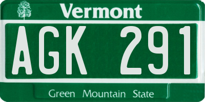 VT license plate AGK291