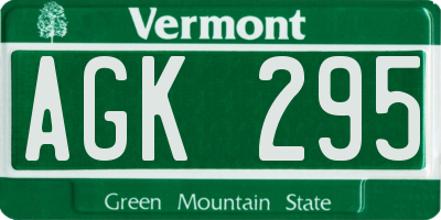 VT license plate AGK295