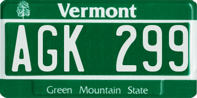 VT license plate AGK299