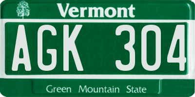 VT license plate AGK304