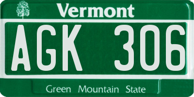 VT license plate AGK306