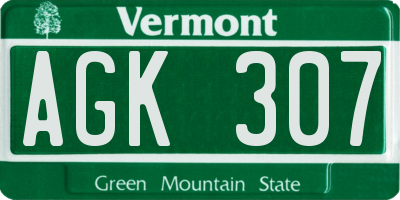 VT license plate AGK307