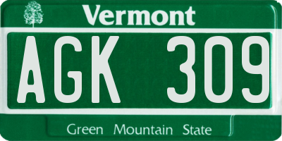 VT license plate AGK309