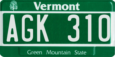 VT license plate AGK310