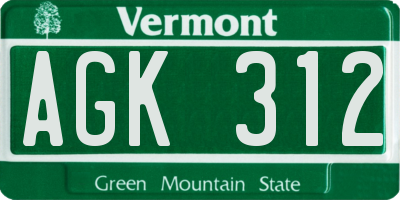 VT license plate AGK312
