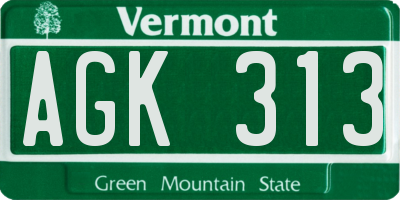 VT license plate AGK313