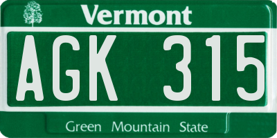 VT license plate AGK315