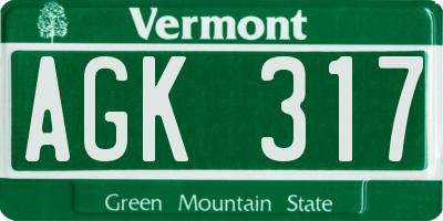 VT license plate AGK317