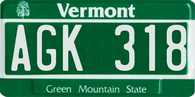 VT license plate AGK318