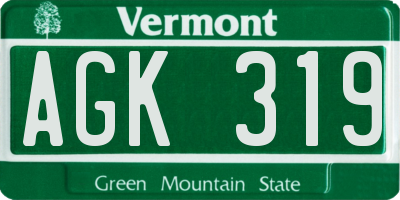 VT license plate AGK319