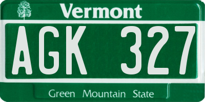 VT license plate AGK327