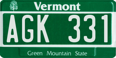 VT license plate AGK331