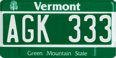 VT license plate AGK333