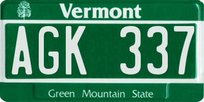VT license plate AGK337