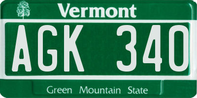 VT license plate AGK340