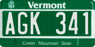 VT license plate AGK341