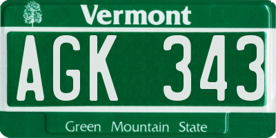 VT license plate AGK343
