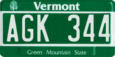 VT license plate AGK344