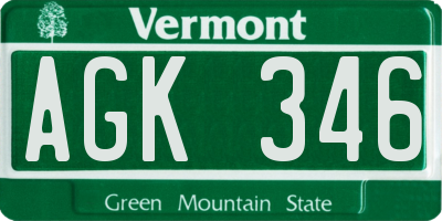 VT license plate AGK346