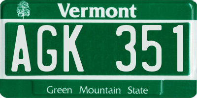 VT license plate AGK351