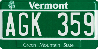 VT license plate AGK359