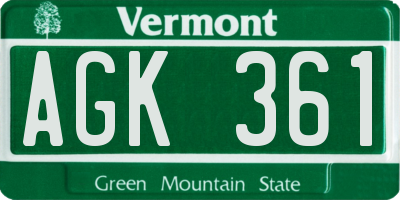 VT license plate AGK361
