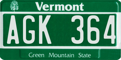 VT license plate AGK364